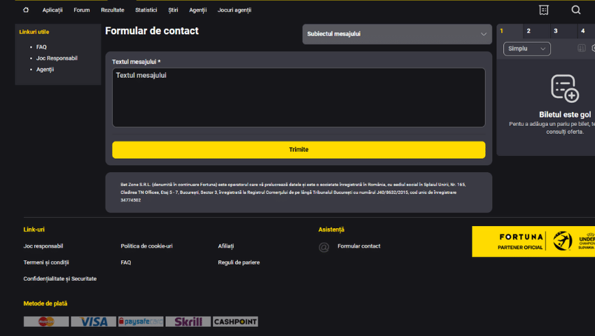 poker fortuna formular de contact 