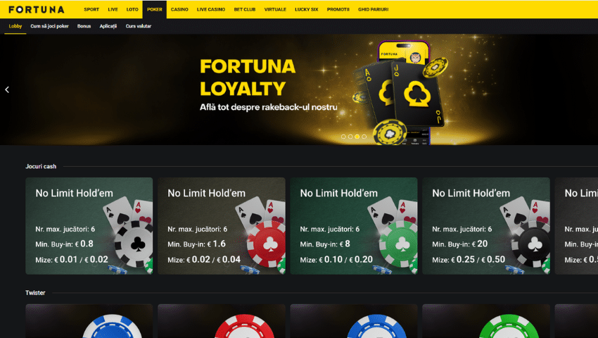 poker fortuna pagină principală